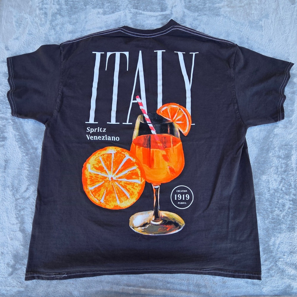 Strange Daze Italy Spritz Veneziano T-Shirt Mens XL Black Excellent Graphic Tee